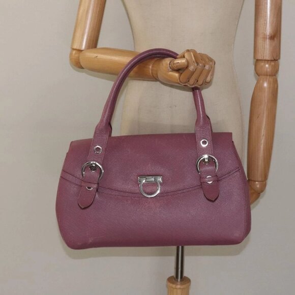 Salvatore Ferragamo Gancini Hand Bag Leather Pink Silver - Picture 14 of 16